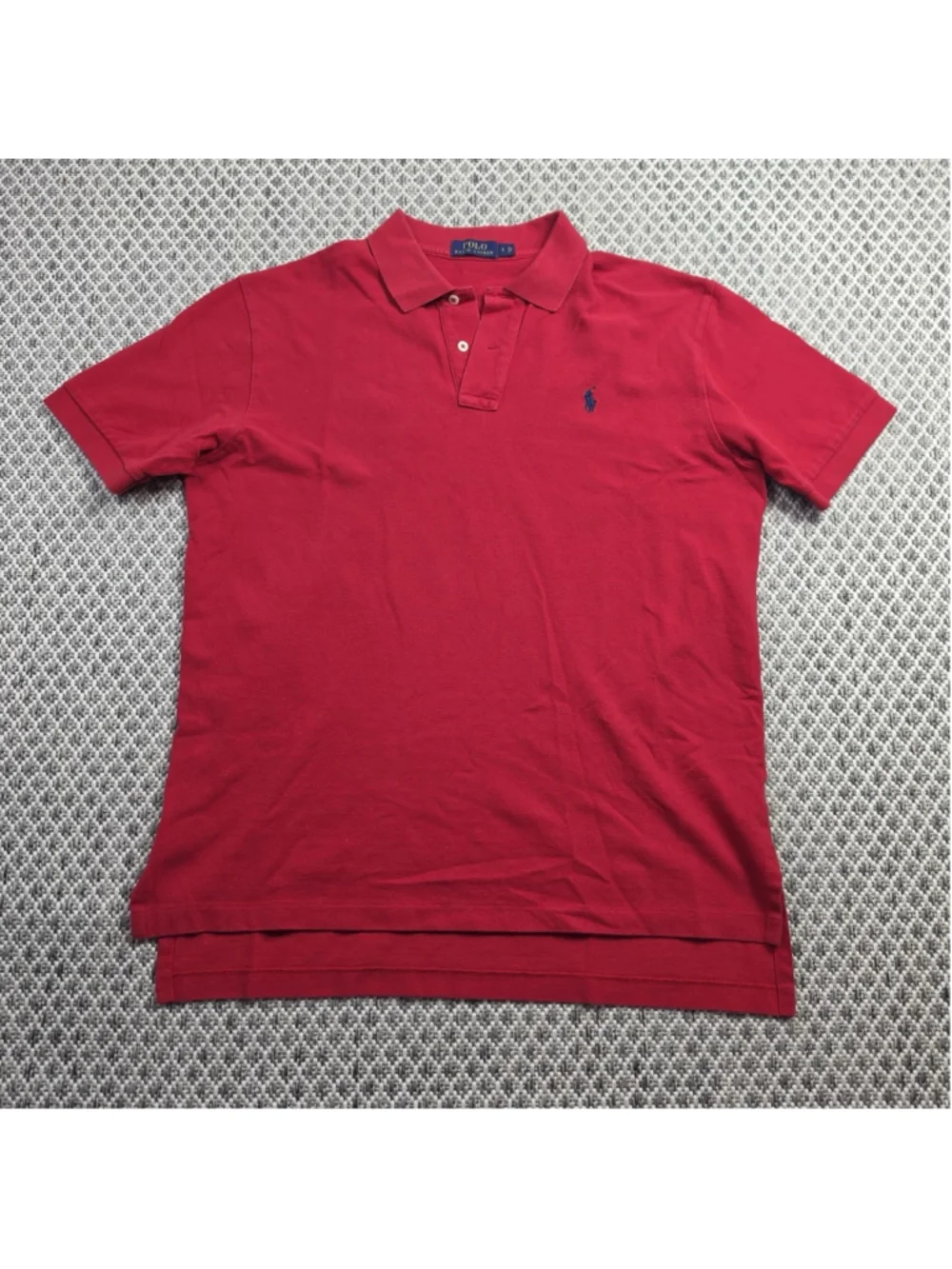 Polo Ralph Lauren Polo Shirt Mens Large Red Cotton Mesh Navy Pony Classic Fit